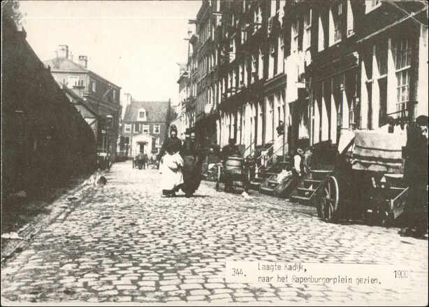 344. Laagte Kadijk naar het Rapenburgerplein gezien 1900